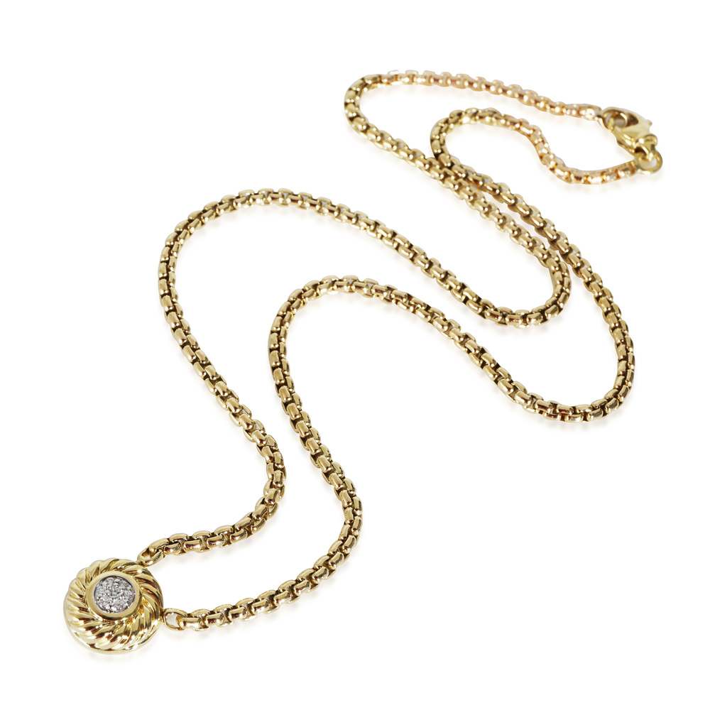 David Yurman Diamond Cookie Necklace in 18k Yellow Gold 0.07 CTW - Picture 2 of 2